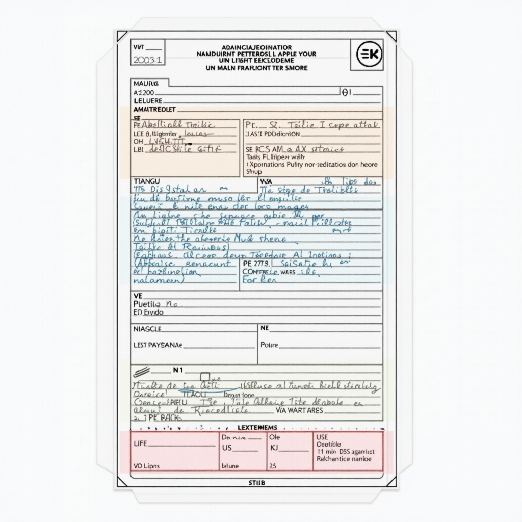 Schéma détaillé montrant la structure complète d'un avis de contravention français avec zones colorées indiquant l'en-tête administratif, le corps du document avec les détails de l'infraction, et le talon de paiement détachable
